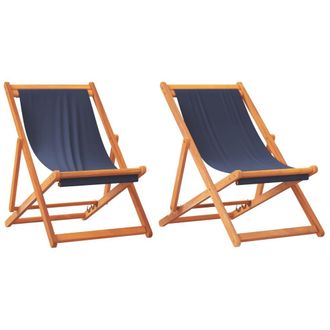 vidaXL Sillas De Playa Plegables 2 Unidades Tela Azul Vidaxl