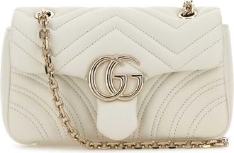 Gucci Ivory Nappa Leather Small Gg Marmont Shoulder Bag