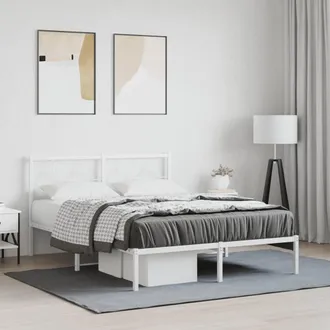 vidaXL Estructura Cama Sin Colch&oacute;n Con Cabecero Metal Blanco 140x200cm Vidaxl