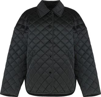 Toteme Jassen, Dames, Zwart, S, Polyester, Collared Gewatteerd A-lijn Jas