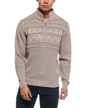 Weatherproof Vintage Textured Zig Zag Yoke 1/4-Zip Mock Neck Sweater