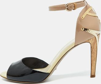 Sergio Rossi Multicolor Patent Leather Ankle Strap Sandals