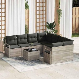vidaXL Conjunto De Sof&aacute; De Jard&iacute;n Manual 9 Pcs Gris Claro, Gris Oscuro Vidaxl