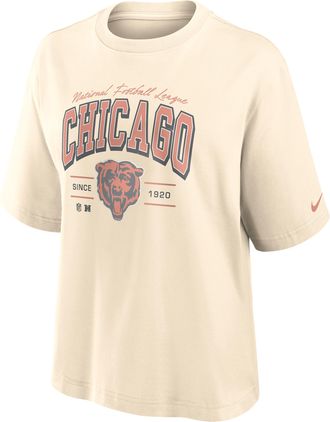 Nike Chicago Bears Vintage Mod Boxy Nike Womens NFL T-Shirt in White | 01CM15A7Q-U9E