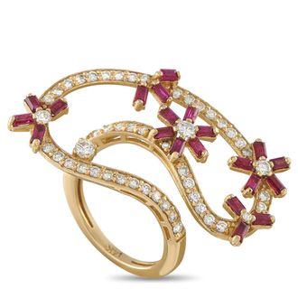 Luxury Bazaar 14K Yellow Gold 0.65ct Diamond and Ruby Ring MF09-062526