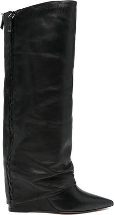 The Seller 80 mm kalfsleren laarzen met sleehak - Zwart