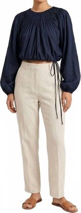 Merlette Lotus Smocked Cropped Top In Navytop