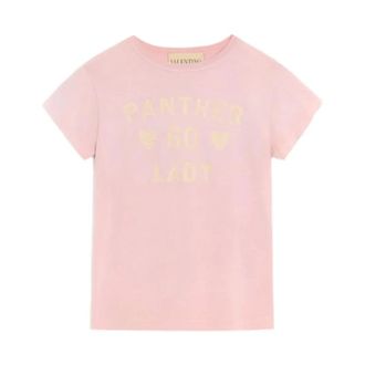 Valentino Garavani T-Shirts, female, Pink, Size: S Printed Cotton T-Shirt