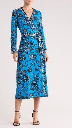 Diane Von F&uuml;rstenberg Dancia Floral Print Wrap Dress in Night Vine Bu L/Gig Tile Bu L at Nordstrom Rack, Size Xx-Small