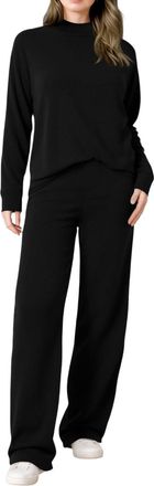 Generic Loungewear Sets Women,Ladies co ords Outfits UK,Fleece Lined Sweatpants Winter Warm Wide Leg Sweat Pants Baggy Casual Pants with Pockets Black