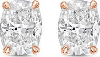 Diana M. Jewels 14Kt Rose Gold 5.00 cts Lab Grown Elongated Cushion Cut Diamond Studs