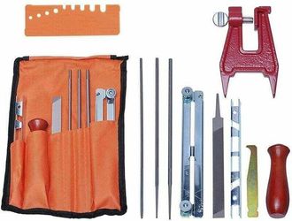 OEM Kit Universal Para Afilar Motosierras, Juego De Limas Para Afilar Cadenas, Con Limas, Mangos De Madera, Medidor De Profundidad, Gu&iacute;a De Pulido, Bolsa 