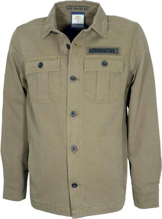 Aeronautica Overhemden, Heren, Groen, M, Katoen, Ac 0036Uct 04233 Twill Shirt Jacket