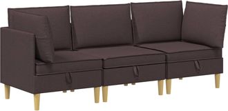 vidaXL Juego De Sof&aacute; Modular Con Almacenamiento 3 Uds. Marr&oacute;n Oscuro Vidaxl