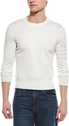 Thom Browne Merino 4 Bar Wool & Linen-Blend Crewneck Sweater