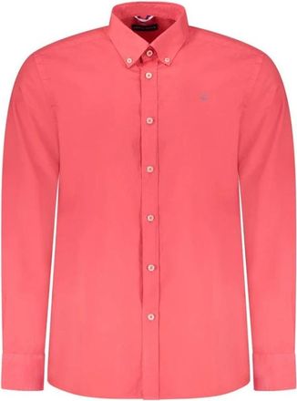 North Sails Overhemden, Heren, Rood, M, Katoen, Rode Katoenen Overhemd met Borduursel