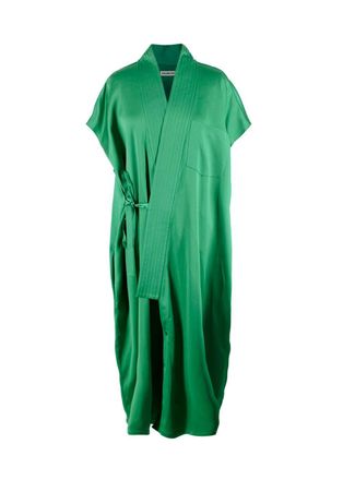 Balenciaga Green Kimono-style Stretch-satin Dress Size XS