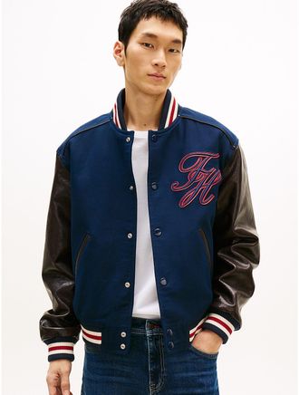 Tommy Hilfiger Mens New York Label Mixed Media Jacket - Navy - XL