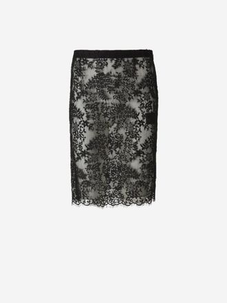 Saint Laurent Midi Silk Skirt