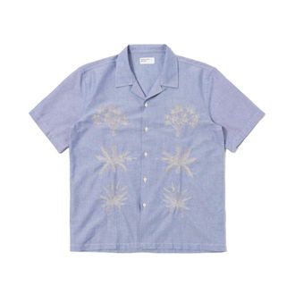 Universal Works Short Sleeve Shirts, male, Blue, Size: S Road Trip Shirt Oxford