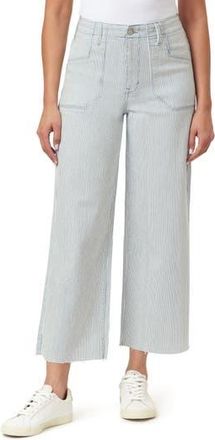 Kensie High Waist Raw Hem Crop Wide Leg Jeans in Mini Pinstripe Melbourne at Nordstrom Rack, Size 12