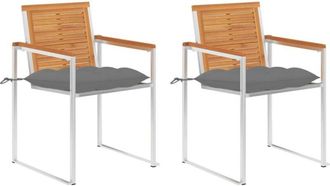 vidaXL Vidaxl - Sillas De Jard&iacute;n Con Cojines 2 Uds Madera Maciza Acacia Y Acero