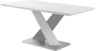 Vente-Unique Mesa de comedor SALVA - 6 comensales - MDF lacado - Blanco y negro