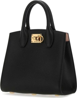 Ferragamo Womens Top Handle Bag Black Leather
