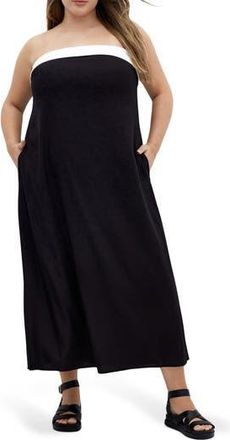 City Chic Lina Contrast Detail Strapless Dress in Black at Nordstrom Rack, Size M/18W