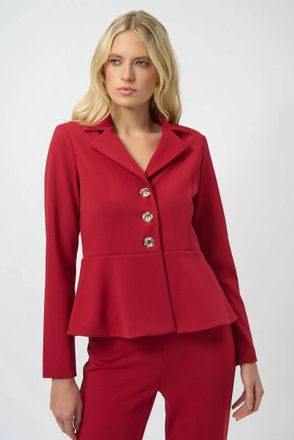 Joseph Ribkoff Formal Hip-Length Blazer In Deep Cherry