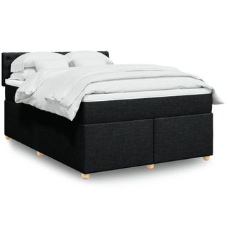 vidaXL Cama Box Spring Con Colch&oacute;n Tela Negro 140x190 Cm