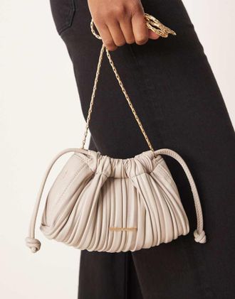 Calvin Klein Borsa da spalla pliss&eacute; color grigio chiaro con coulisse-Neutro