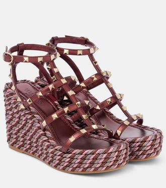 Valentino Garavani Rockstud 95 leather espadrille wedges
