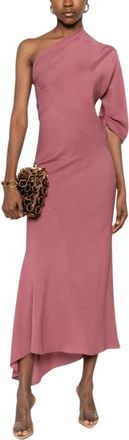 Cortana One-Shoulder Gedrapeerde Jurk - Dames - Feestkleedjes - Roze - M - Kleedjes