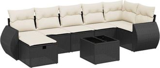 vidaXL Set De Sof&aacute;s De Jard&iacute;n 8 Piezas Y Cojines Rat&aacute;n Sint&eacute;tico Negro Vidaxl