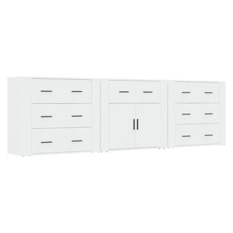 vidaXL Vidaxl - Aparadores 3 Piezas Madera Contrachapada Blanco