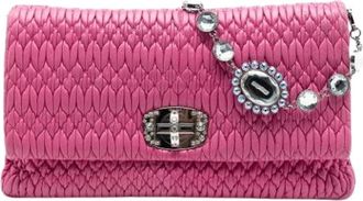 Miu Miu Pre-owned Gathered Nappa Satchel - Dames - Vintage Clutch - Roze - ONE Size - Leer - Vintage