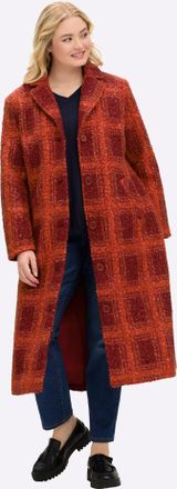 Sheego Wintermantel SHEEGO, Damen, Gr. 42, kirsche, orange, gemustert, 100% Polyester, kariert, M&auml;ntel Wintermantel