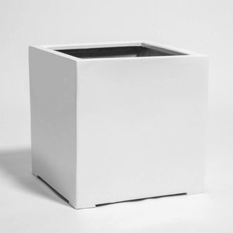 PRIMROSE White Gloss Polystone Square Cube Planter 70cm
