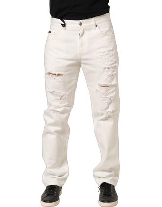 Dolce & Gabbana Distressed Cotton Jeans - White
