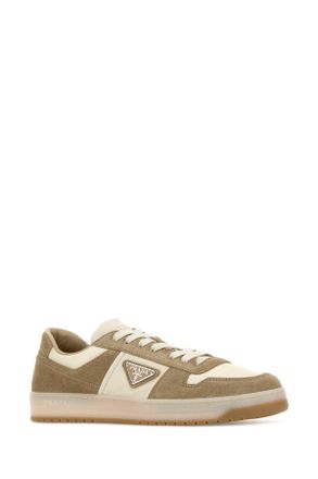 Prada Mens Two-Tone Canvas And Suede Downtown Sneakers Deserto 1