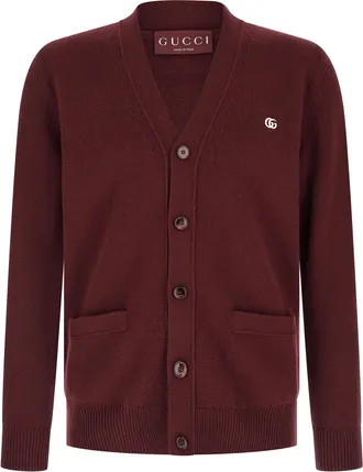 Gucci Bordeaux Cashmere Mens Cardigan