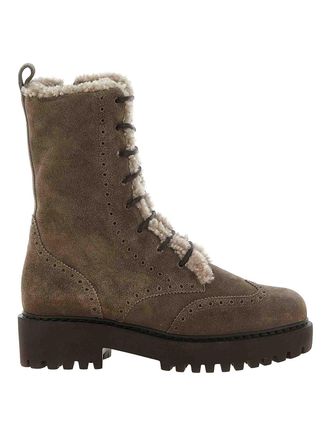 Brunello Cucinelli Brown Suede-Shearling Ankle Boots