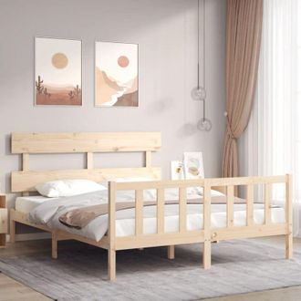 vidaXL Vidaxl - Estructura De Cama De Matrimonio Con Cabecero Madera Maciza