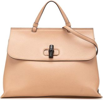Gucci Pre-owned Gucci Large Leather Bamboo Daily Satchel Ladies 370830 002123