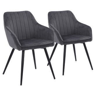 Happy Garden Juego De 2 Sillas De Terciopelo Gris Bertille