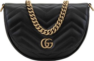 Gucci Bolso de hombro acolchado GG Marmont - Bags - Mujer - Negro - ONE SIZE