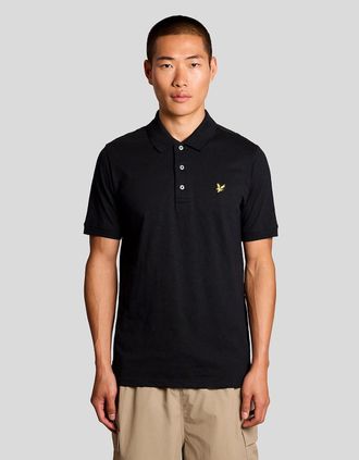 Lyle & Scott Lyle And Scott Mens Fine Cotton Slub Polo Shirt - Black - Size: 40