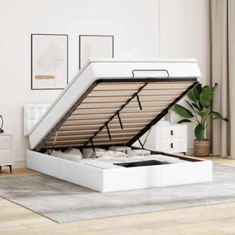 vidaXL Vidaxl - Cama Otomana Colch&oacute;n&led Cuero Sint&eacute;tico Blanco Puro 140x200cm
