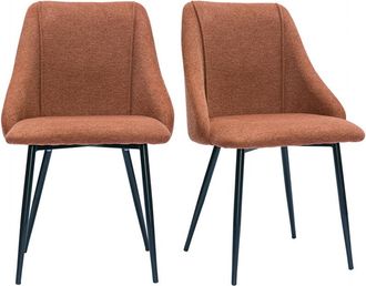 Miliboo Set De 2 Sillas De Tejido Efecto Aterciopelado Texturizado Terracota Y Metal Negro Higgins
